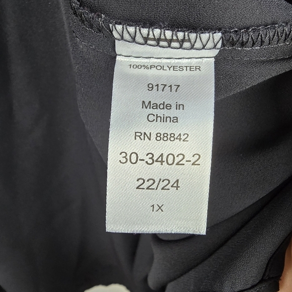 ELLOS Staple Dressy Sheer Blouse Black Womens Size 1X Business Casual Office - Picture 13 of 14